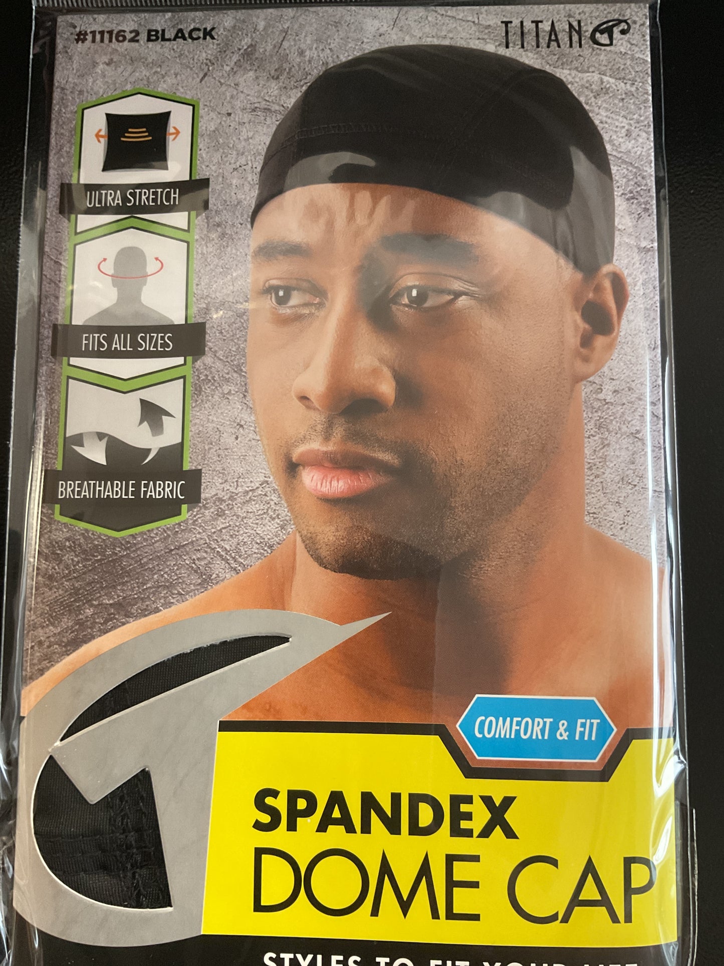 Titan spandex dome cap black