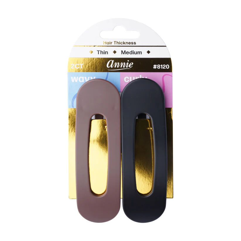 Annie Flat lay Claw Clip 10cm 2ct Black / Brown