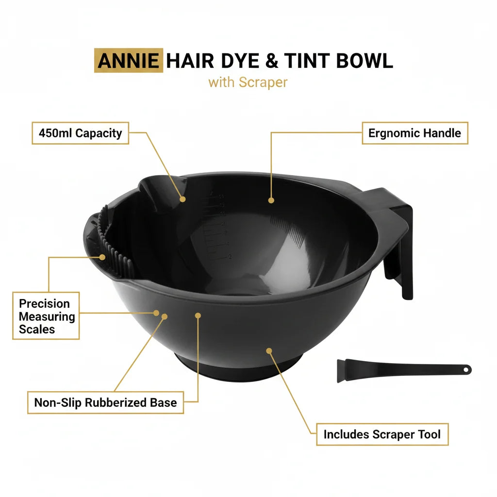 Annie Hair Dye & Tint Bowl with Scraper 450ml, 1 Count, Black