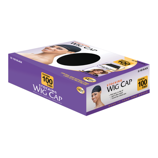 Qfitt Stocking Wig Cap (Black 100 Caps)