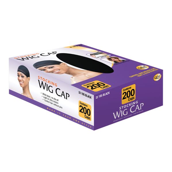 Qfitt Stocking Wig Cap - (Black 200 caps)