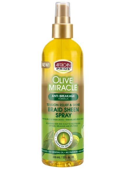 African pride olive oil miracle braid sheen spray 12 oz