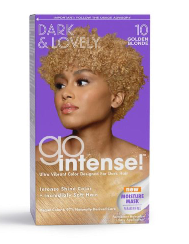 Dark & Lovely Go Intense! Ultra vibrant, permanent hair color designed for dark hair