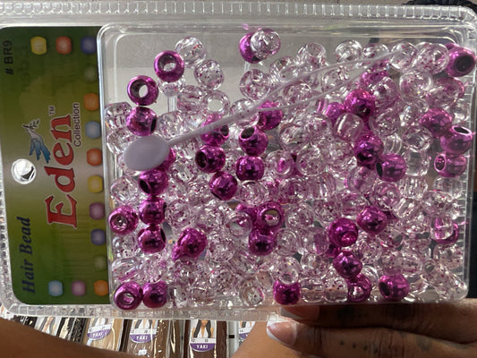 Eden clear & magenta hair bead