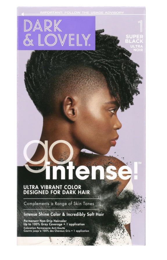 Dark & Lovely Go Intense! Ultra vibrant, permanent hair color designed for dark hair