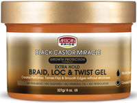 AFRICAN PRIDE B/CASTOR MIRACLE BRAID LOC TWSTNG GEL 8 OZ