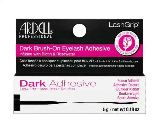 ARDELL LASHGRIP BRUSH-ON LASH ADHESIVE, INFUSED WITH BIOTIN & ROSEWATER, DARK, 0.18 OZ