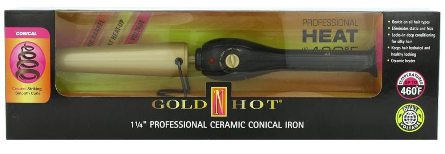 Gold N Hot 1 1/4” Ceramic Conical Iron