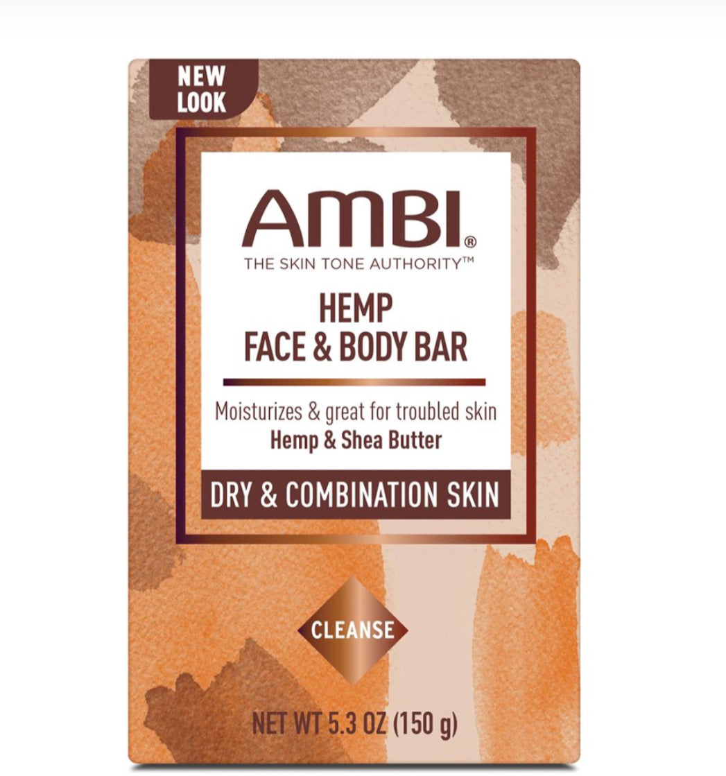 Hemp Face & Body Soap Bar For Dry & Combination Skin (5.3oz) by Ambi