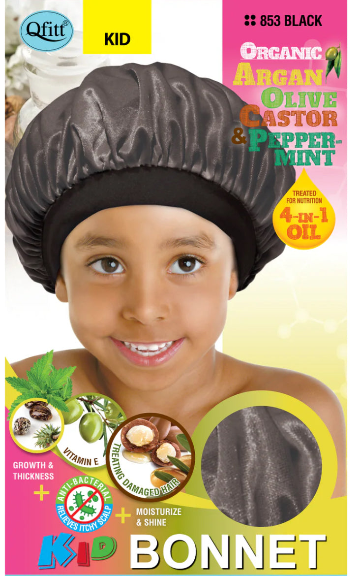 Qfit KIDS ORGANIC SATIN BONNET [BLACK]