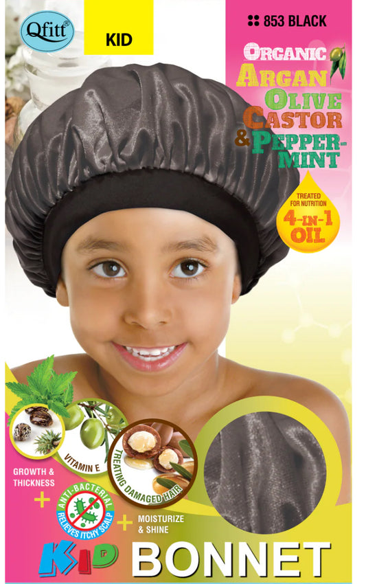 Qfit KIDS ORGANIC SATIN BONNET [BLACK]