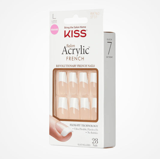 KISS Salon Acrylic French Nails – Elegant & Classic Long