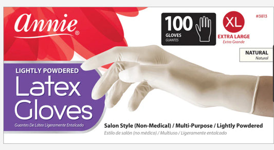 Annie Lightly Powdered Latex Gloves, 100 Count Salon Gloves, White XL