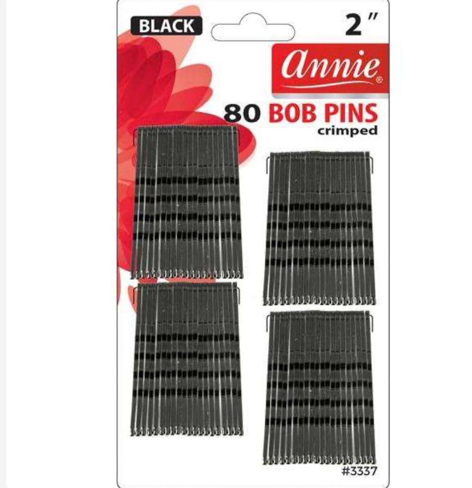 Annie Bob Pins Crimped 2 Inch, 80 Count, Black