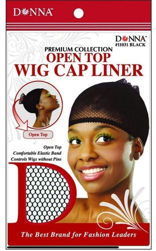 Donna Premium Collection Open Top Wig Cap Liner - Black #11031