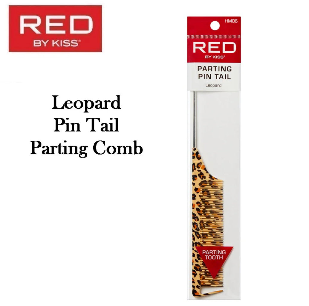 Red by Kiss Comb, Leopard Parting Pin Tail Comb