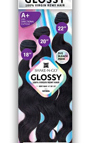Shake-N-Go Virgin Remy Hair Weave Glossy 3 Bundles Body Wave NA/Black