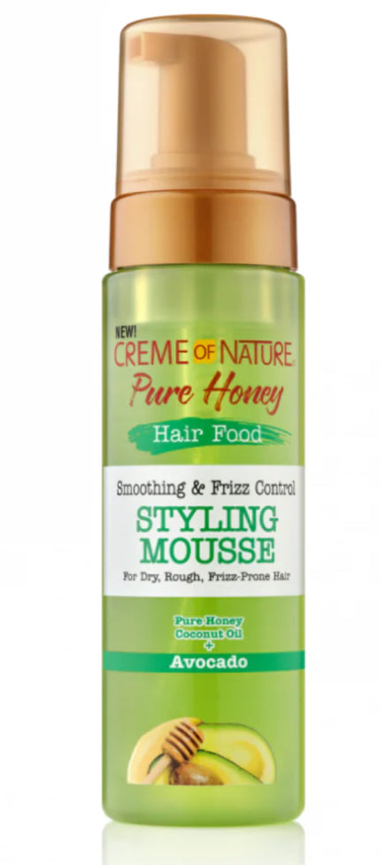 CRÈME OF NATURE
Hair Food Smoothing & Frizz Control Styling Mousse Avocado & Pure Honey