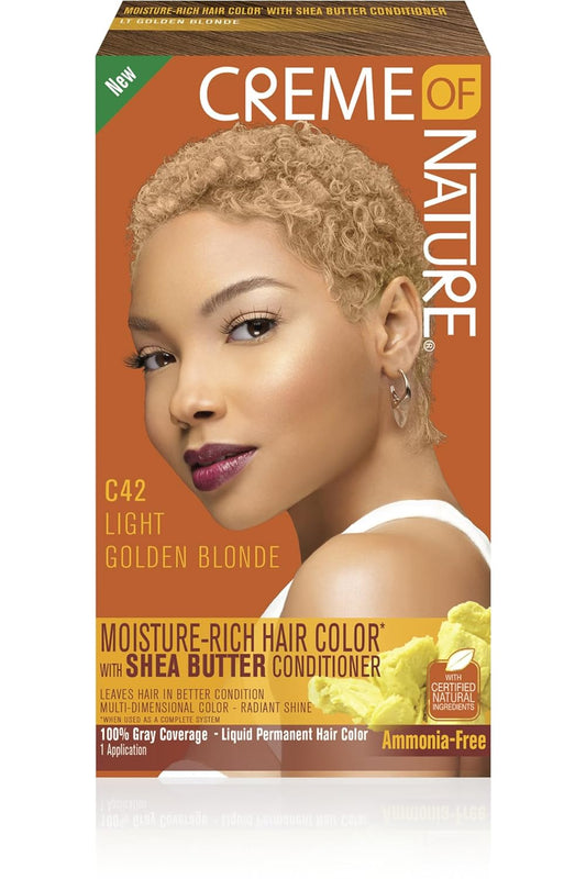 Creme of Nature Moisture Rich Hair Color Kit, C42 Light Golden Blonde