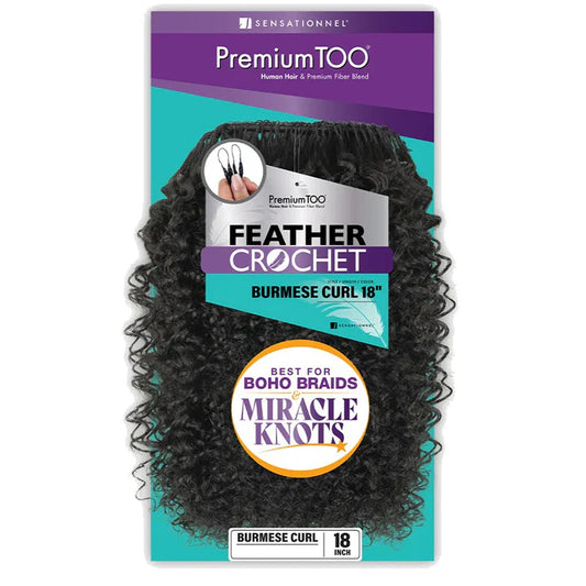 Sensationnel Human Hair Blend Crochet Braids Premium Too Feather Crochet Burmese Curl 18"