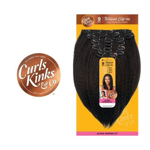 Sensationnel Textured Clip-Ins Weave Curls Kinks N Co Alpha Woman 12"(9Pcs)