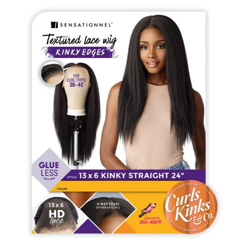 Sensationnel HD Lace Front Wig Curls Kinks N Co Glueless Kinky Edges 13X6 Kinky Straight 24"