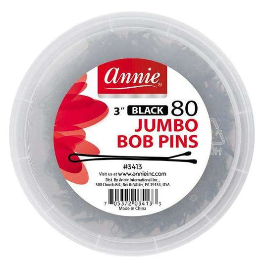 Annie 3" Black Jumbo Bob Pins Jar 80/PK