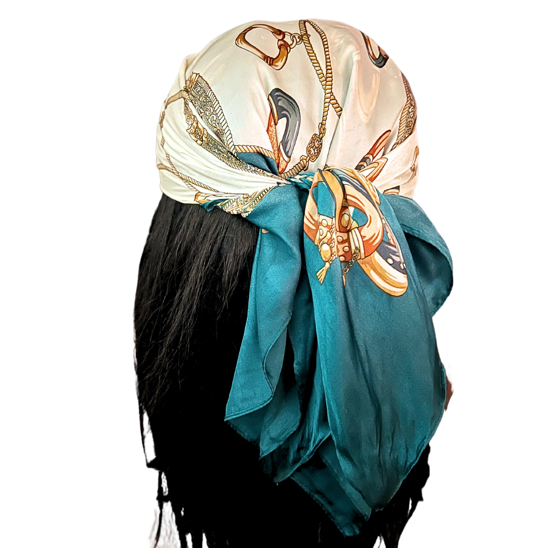 Azure Head Scarf - Teal/White