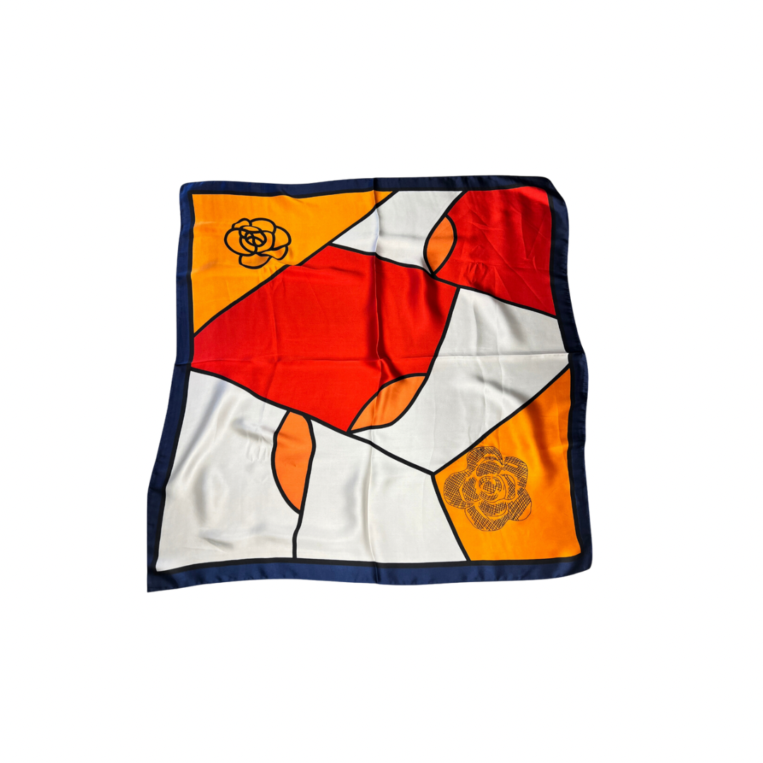 Flower Head Scarf - Orange/Red