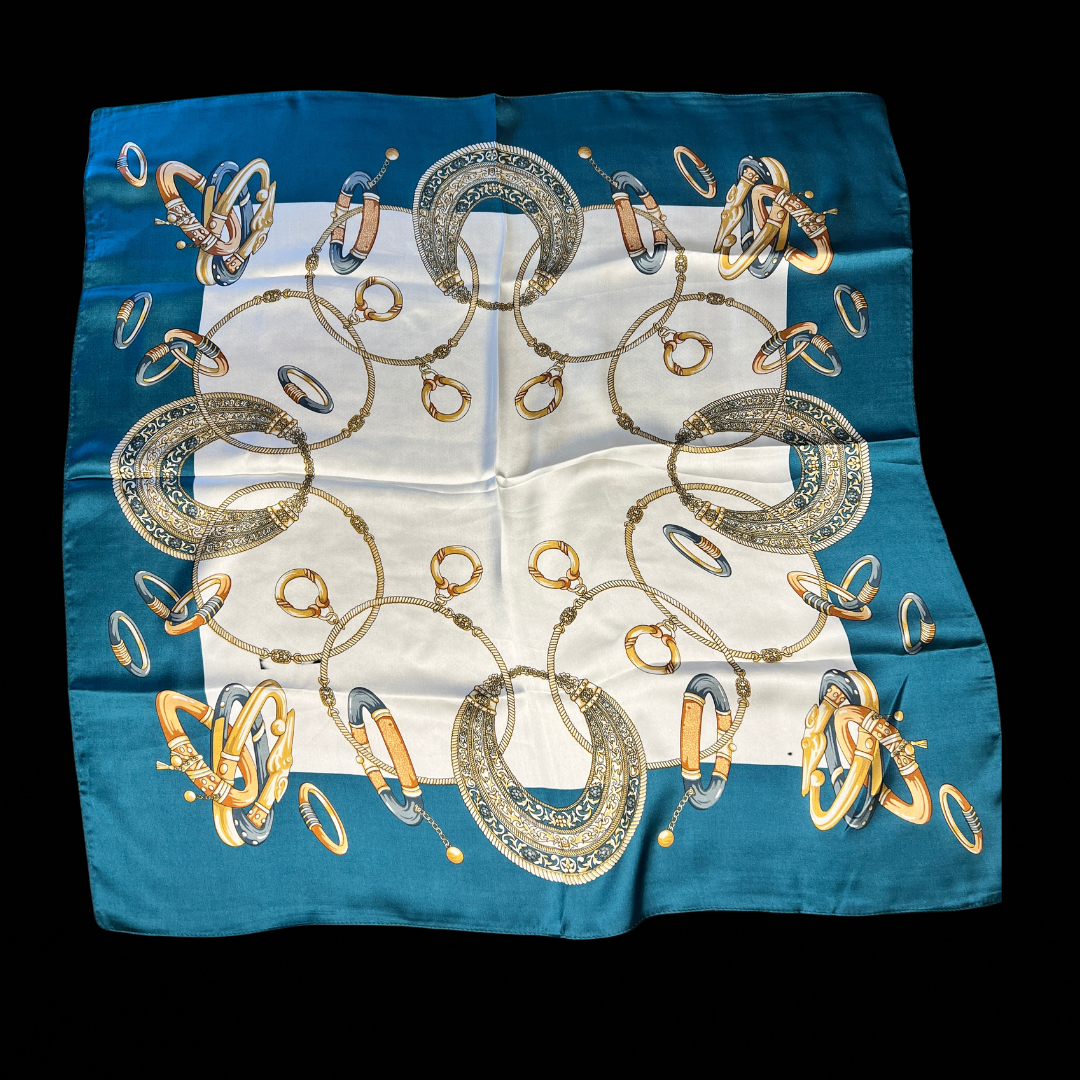 Azure Head Scarf - Teal/White